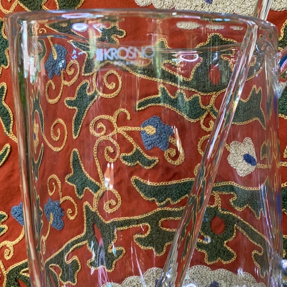 KROSNO Poland Beautiful Glass Drink Pedestal Pitcher with Glass Mixing Stirrer - Picture 6 of 16